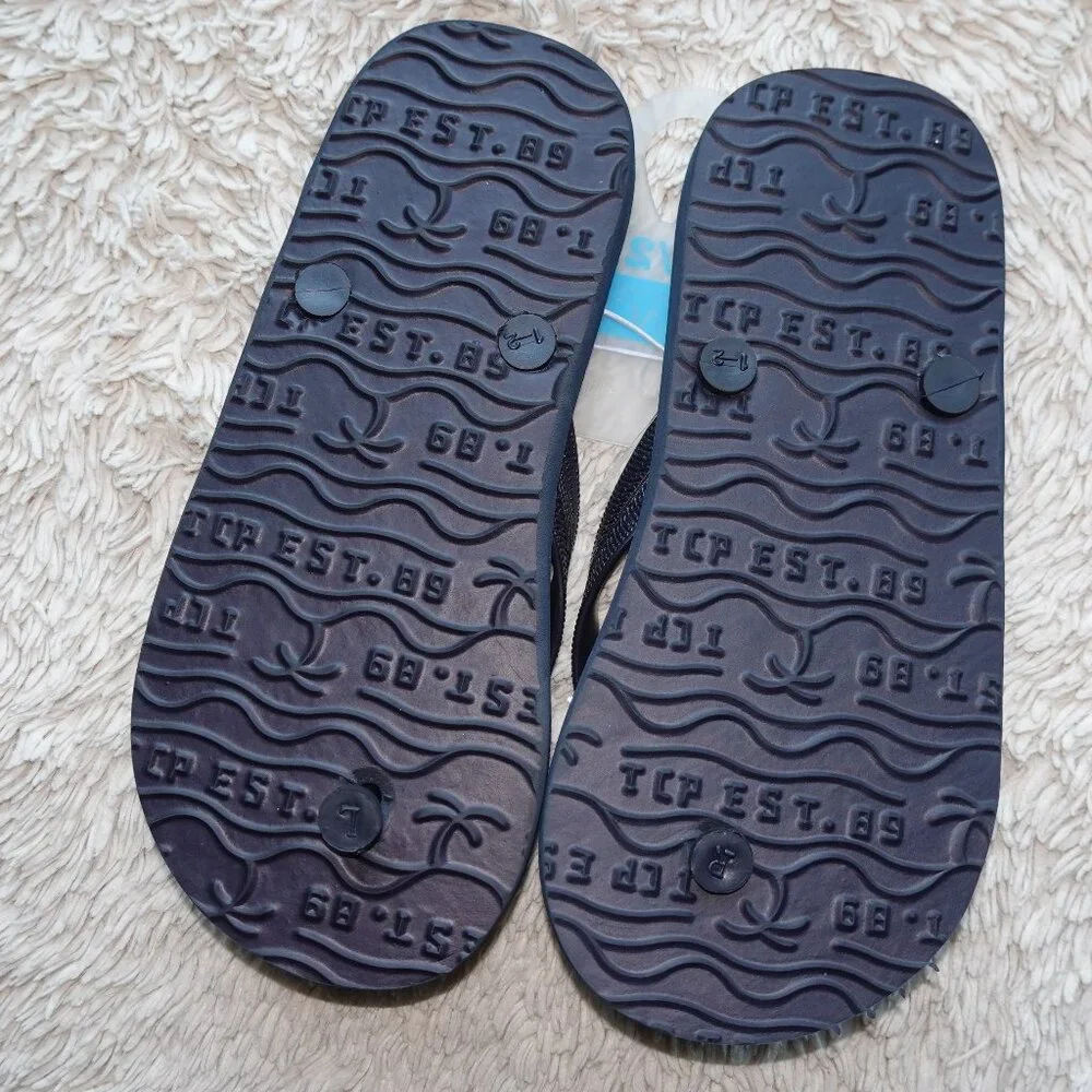 Kids Size 1-2 Palm Tree Tropical Flip Flop Sandals - Blue and Green - BRAND NEW